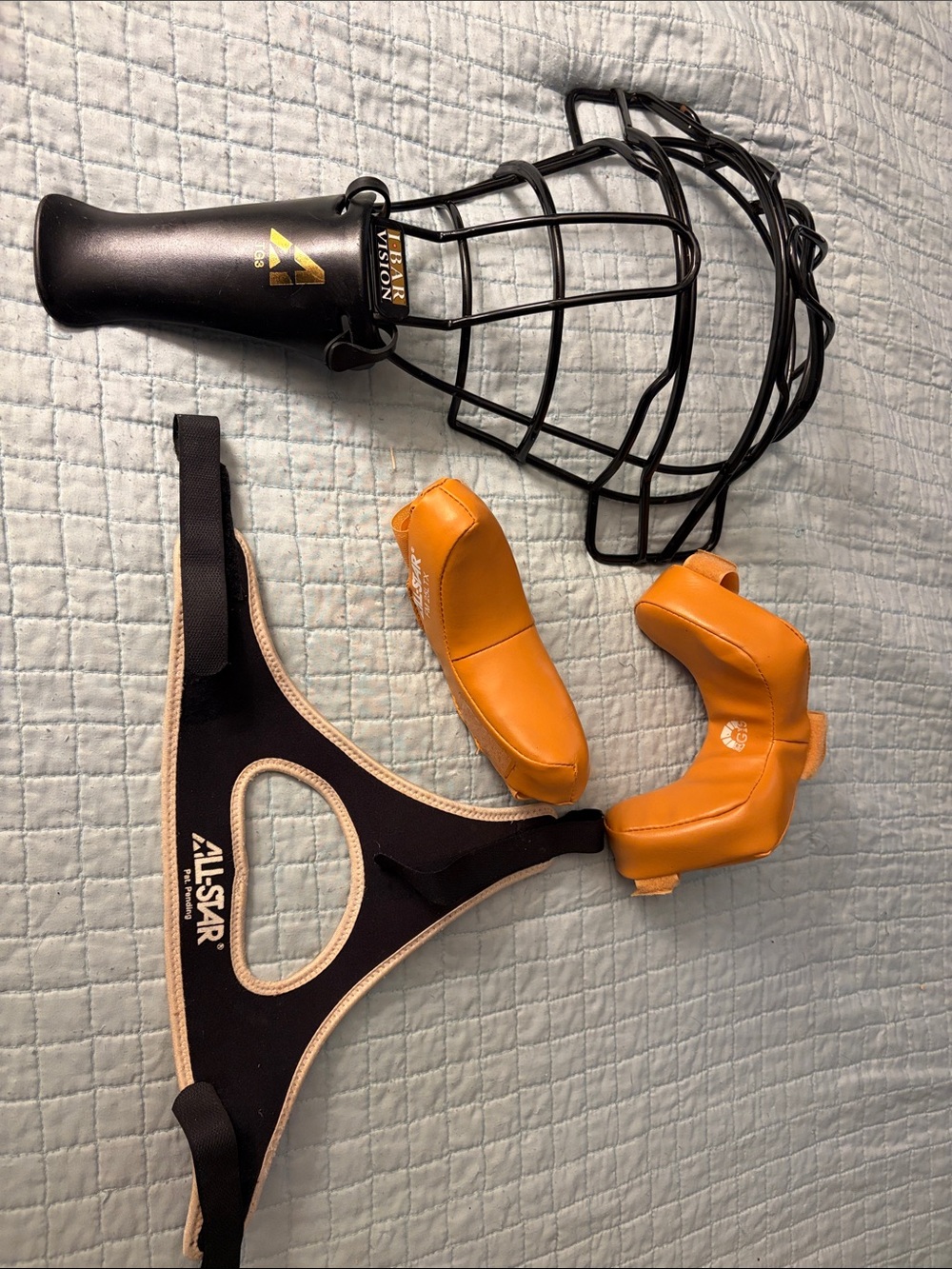 Baseball  Catcher’s protective headgear with throat guard